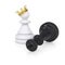 Black defeated chess king is near pawns