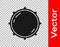 Black Dial knob level technology settings icon isolated on transparent background. Volume button, sound control, analog