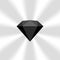 Black diamond gemstone on zoom comics, black flat diamonds jewelry icon, black gems on soft rays burst shine background, black