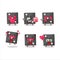 Black dice cartoon character with love cute emoticon