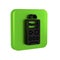 Black Dictaphone icon isolated on transparent background. Voice recorder. Green square button.