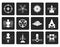 Black different kinds of future spacecraft icons