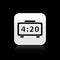 Black Digital alarm clock icon isolated on black background. Electronic watch alarm clock. Time icon. Silver square