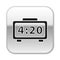 Black Digital alarm clock icon isolated on white background. Electronic watch alarm clock. Time icon. Silver square