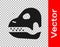 Black Dinosaur skull icon isolated on transparent background. Vector