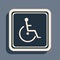 Black Disabled handicap icon isolated on grey background. Wheelchair handicap sign. Long shadow style. Vector