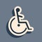 Black Disabled handicap icon isolated on grey background. Wheelchair handicap sign. Long shadow style. Vector