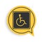 Black Disabled handicap icon isolated on white background. Wheelchair handicap sign. Yellow speech bubble symbol. Vector