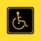 Black Disabled handicap icon isolated on yellow background. Wheelchair handicap sign. Long shadow style. Vector