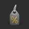 Black discount coupon with golden percent sign 3D icon