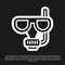 Black Diving mask and snorkel icon isolated on black background. Extreme sport. Diving underwater equipment. Vector