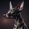 Black Doberman Pinscher dog portrait. Studio shot. Generative AI