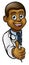 Black Doctor Thumbs Up Cartoon Character Sign