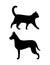 Black Dog and Cat Silhouettes Vector Canine Feline