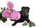 Black Dog with Flowers