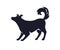 Black dog silhouette. Puppy shape, shadow, side view. Canine animal profile, standing with tail up. Pup, doggy symbol