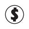 Black dollar sign icon on white background.