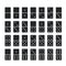 Black dominos. Full set of domino game bones tiles, 28 dominoes pieces isolated on white