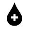 Black donate drop blood sign with cross