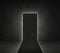 Black door with bright light shines from door in dark room. Dream, success, opportunity. concept business