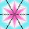 Black doted star shape art design tile texture in aqua pink shades pattern on white color background.