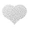 Black dotted heart. Valentine Day theme. Simple halftone gradient vector design