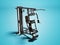 Black doubles sports metal weight training machine for training right side view 3d render on blue background with shadow