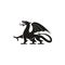 Black dragon isolated heraldic animal silhouette