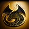 The black dragon logo with a golden border on a golden background made of Generative AI