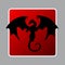 Black dragon on the red background for design your logo, icon or sign.