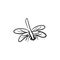Black dragonfly on white background isolated. Hand-drawn vector illustration