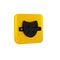 Black Drama theatrical mask icon isolated on transparent background. Yellow square button.