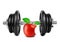 Black dumbbell with apple