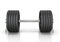 Black dumbbell white background.