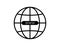 Black earth or globe icon with www. Planet illustration with network symbol. World wide web symbol in earth sign