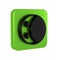 Black Eclipse of the sun icon isolated on transparent background. Total sonar eclipse. Green square button.