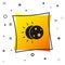 Black Eclipse of the sun icon isolated on white background. Total sonar eclipse. Yellow square button. Vector