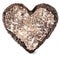 Black edible winter truffle in a shape of heart on white background. The most famous of the truffles