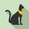 Black egypt cat icon, flat style