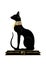 Black Egyptian cat. Bastet, ancient Egypt goddess, statue profile with Pharaonic gold jewelry, vector Illustration isolated