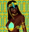 Black Egyptian princess in our modern digital art style, close up.