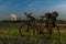 Black electric bicycle near nuclear power plant near Temelin village