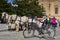 Black electric bike in front of carriage for riding with tourists in Prague Old Town Market, Prague and Czech Republic bike tour