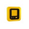 Black Electronic coffee scales icon isolated on transparent background. Weight measure equipment. Yellow square button.