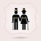 Black elegant senior Mr and Mrs couple symbol icons on pink background