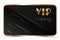 Black elegant vip card template. Modern business card for members only with golden 3d text, crown. Luxury abstract invitation.