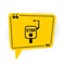 Black Emergency brake icon isolated on white background. Yellow speech bubble symbol. Vector