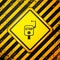 Black Emergency brake icon isolated on yellow background. Warning sign. Vector