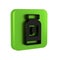 Black Energy drink icon isolated on transparent background. Green square button.