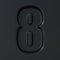 Black engraved font Number 8 EIGHT 3D